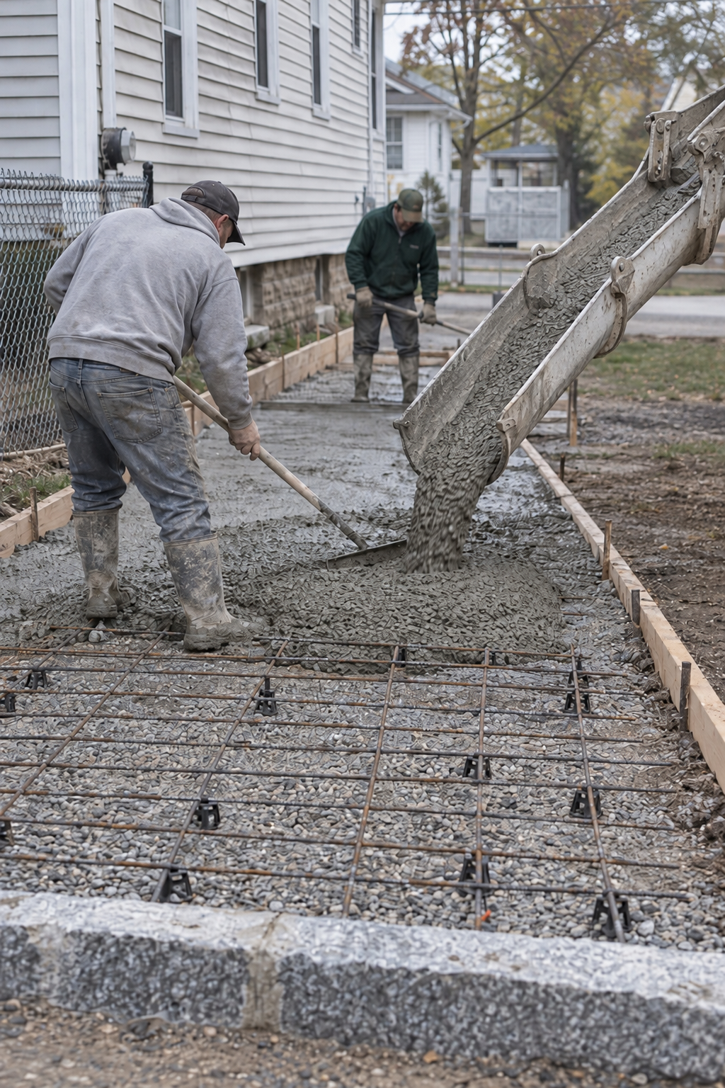 concrete contractors pouring a driveway in Norwalk