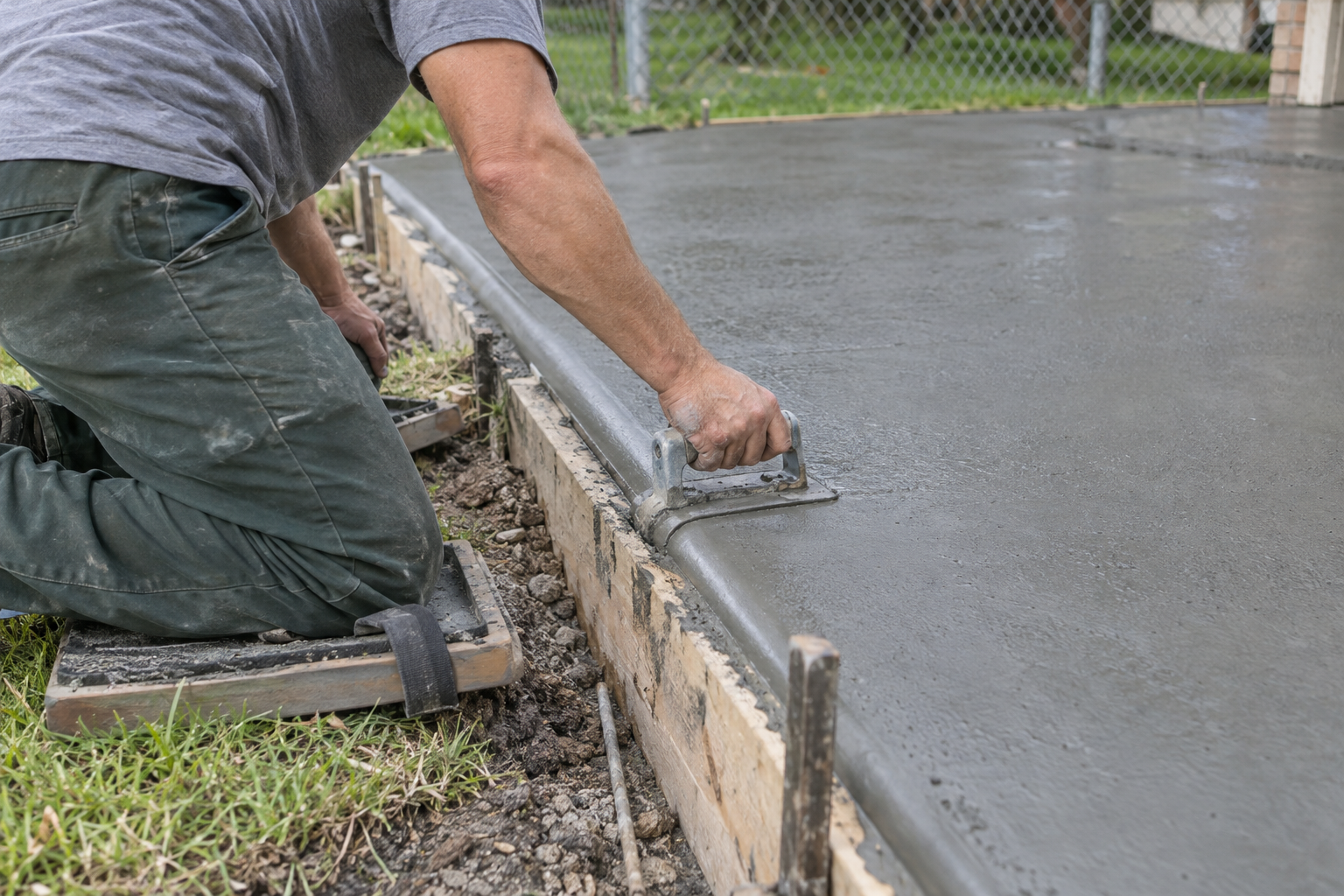 concrete contractors pouring a driveway in Bridgeport